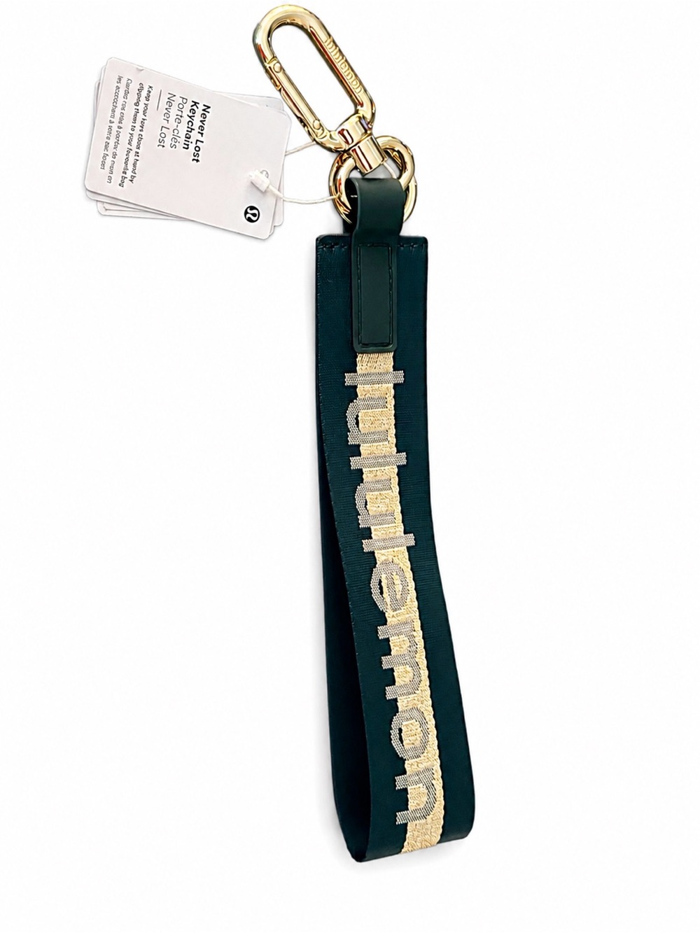 Lululemon Athletica Never Lost Dark Green & Gold Key Fob (Retired)